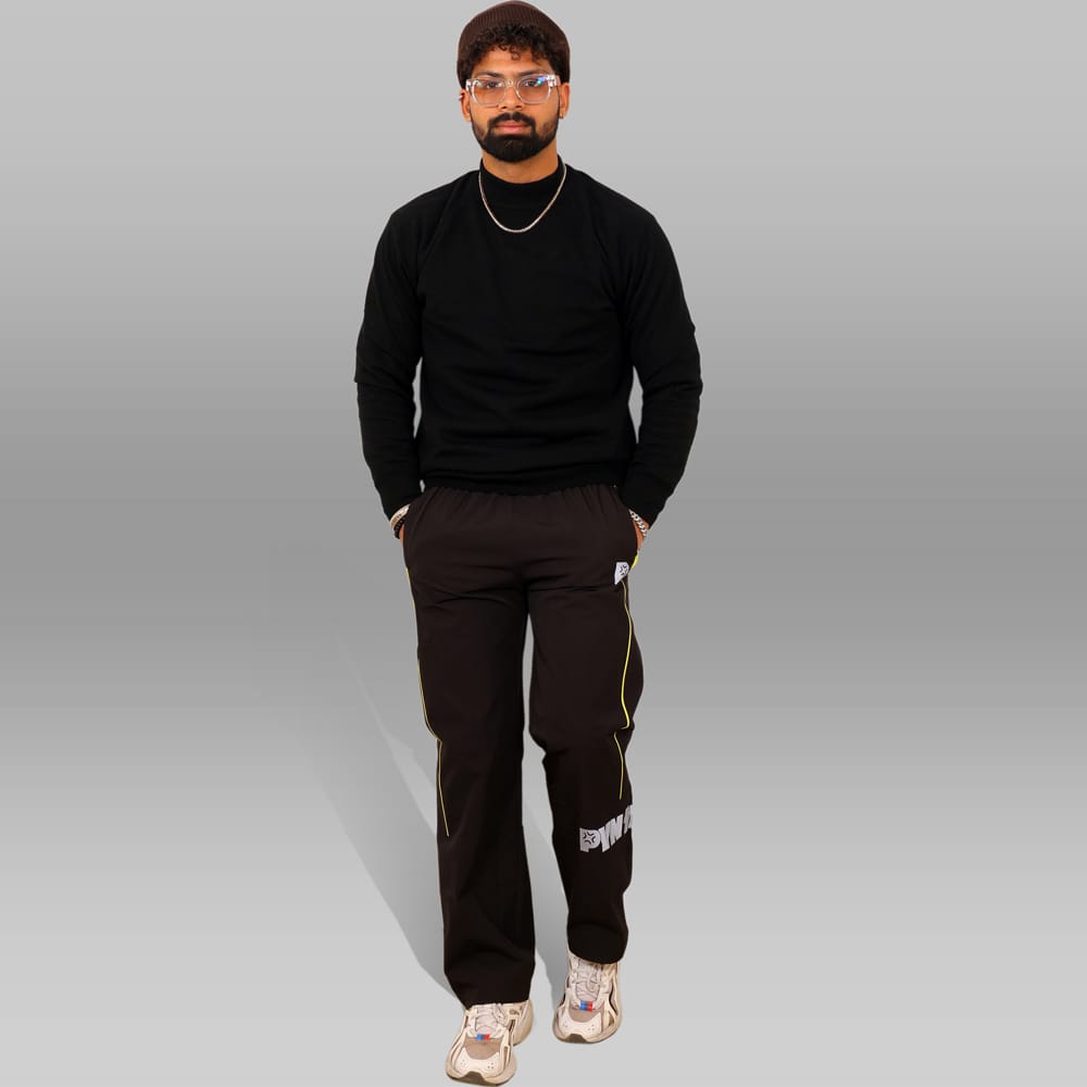 Pynak Track Pants Piping Edit Black - front hero shot