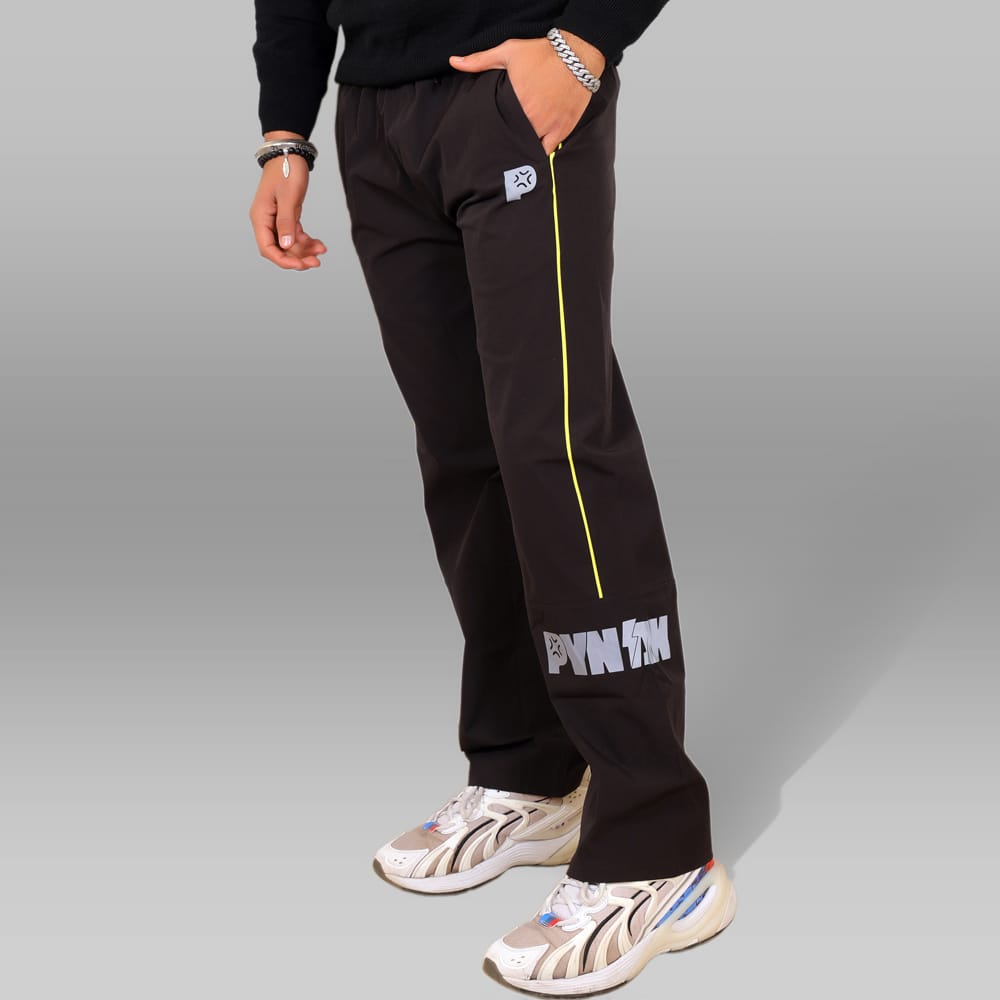 Pynak Track Pants Piping Edit Black - side detail close-up