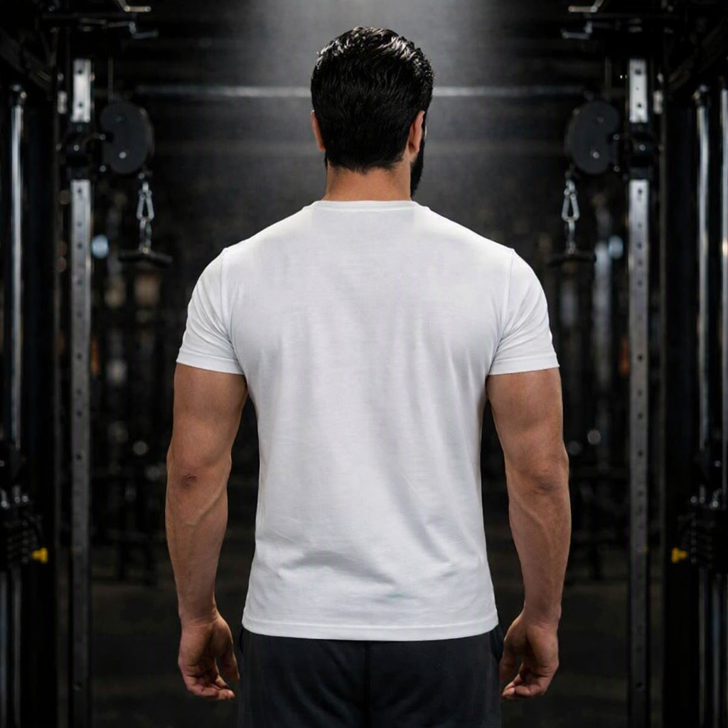 Pynak Gym Partner Tee - white gym t-shirt back view