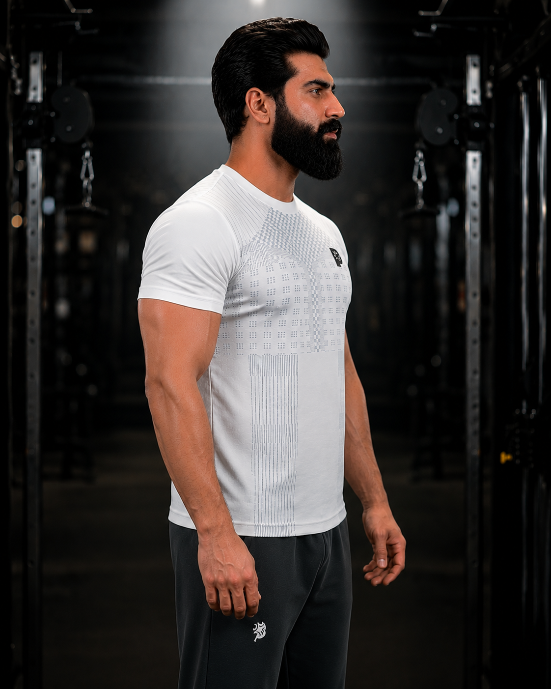 Pynak Gym Partner Tee - white gym t-shirt - side profile view