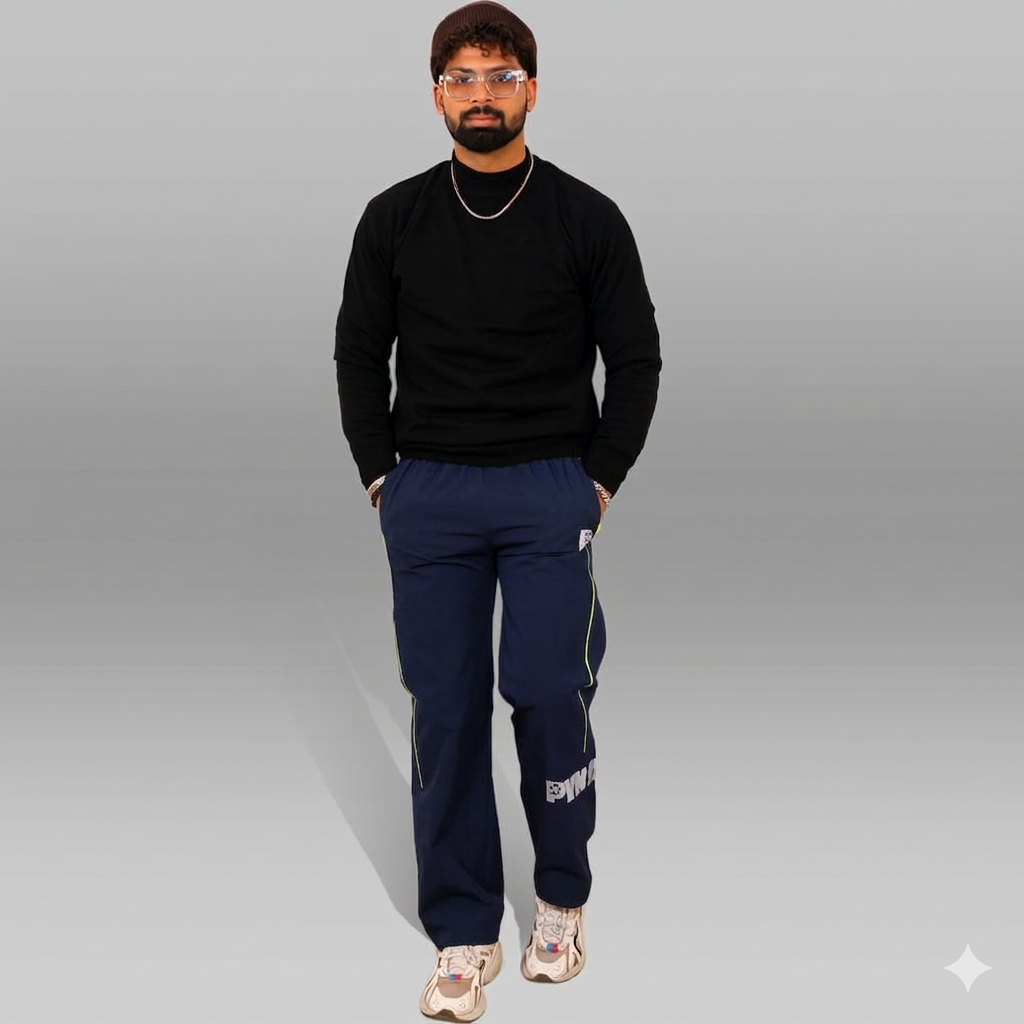 Pynak Track Pants Piping Edit Navy - front hero shot