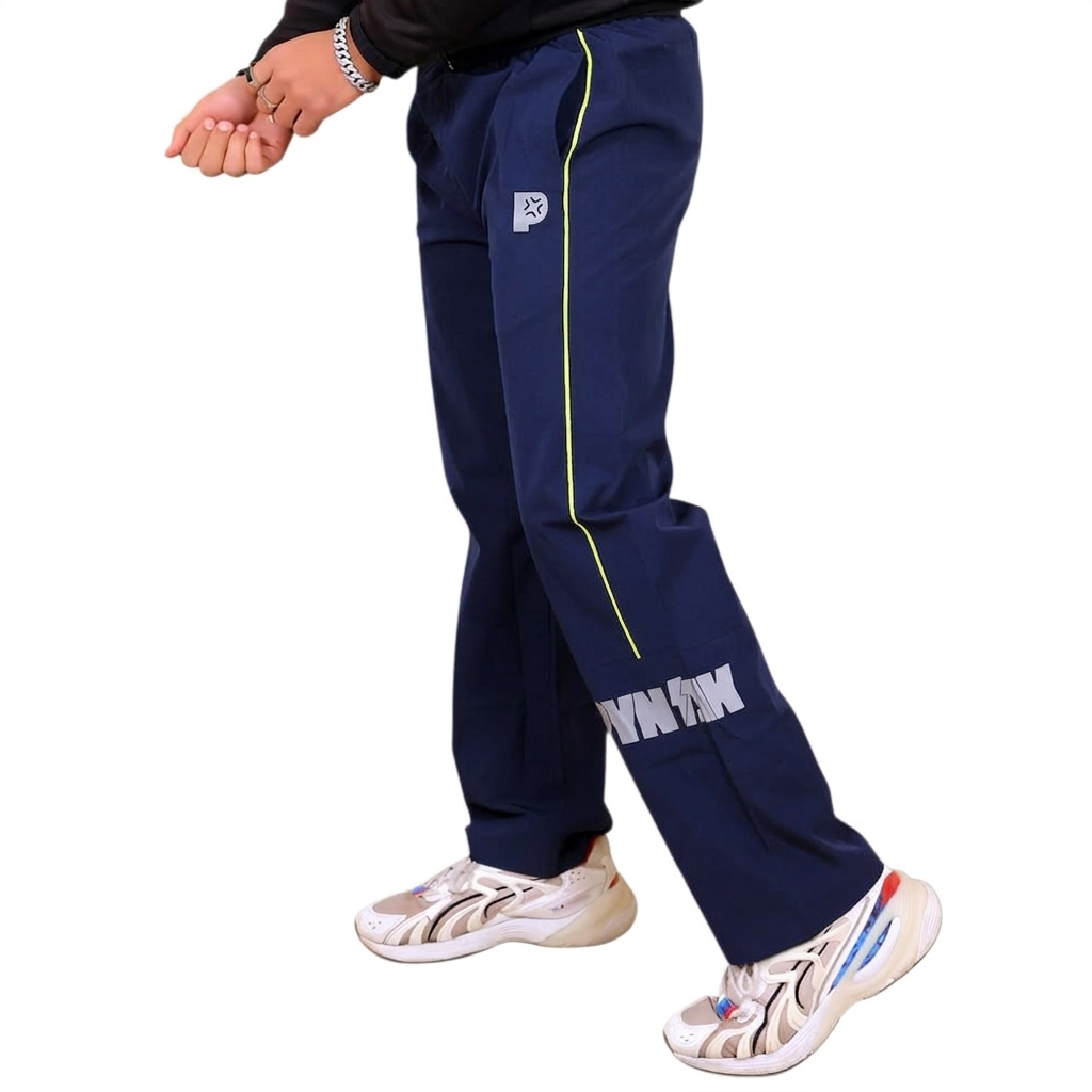 Pynak Track Pants Piping Edit Navy - side profile in motion