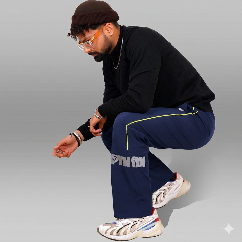 Pynak Track Pants Piping Edit Navy - lifestyle action shot