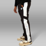 Pynak 'Frustration-X' Streetwear Track Pants – Black with White Panel & Motivational Print