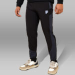 Pynak 'Frustration-X' Streetwear Track Pants – Black with White Panel & Motivational Print