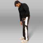 Pynak 'Frustration-X' Streetwear Track Pants – Black with White Panel & Motivational Print - Image 3