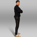 Pynak 'Frustration-X' Streetwear Track Pants – Black with White Panel & Motivational Print - Image 3