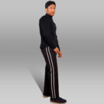 Pynak 'Twin-Stride' Athletic Track Pants – Black with Double White Side Stripes - Image 3