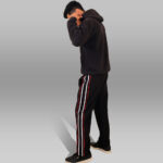 PYNAK 'Circuit-R' Tricolor Track Pants – Black with Red/White Stripe - Image 2