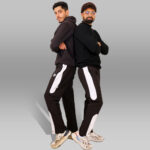 PYNAK Velocity Snap-Hem Track Pants – Black with White Contrast Panel - Image 4