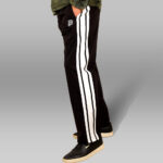 Pynak 'Velocity-Dual' Streetwear Track Pants – Black with Double White Stripe